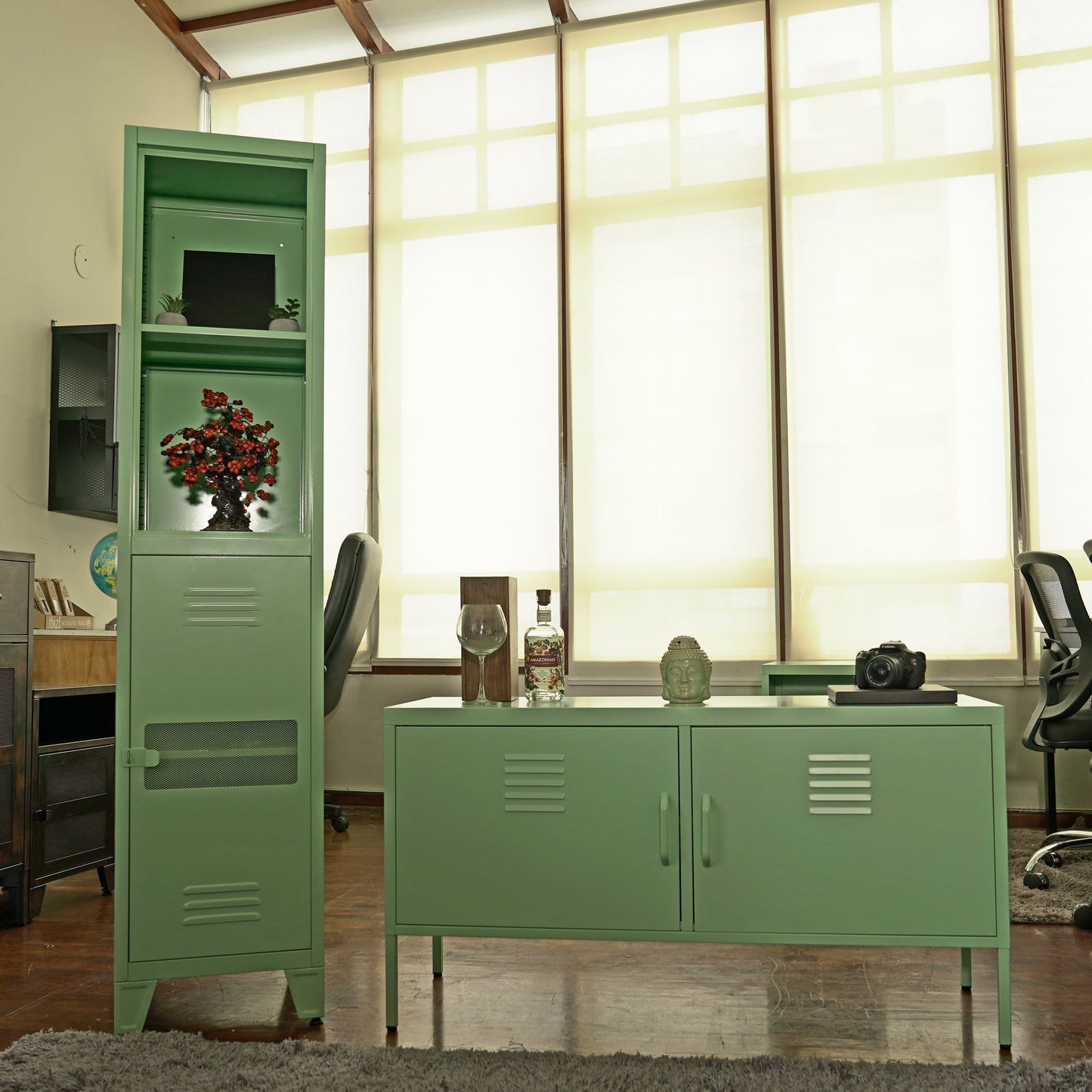 COMBO 12: Mesa de TV Lite Pop Verde Menta + Estante Lite Rock Verde Menta