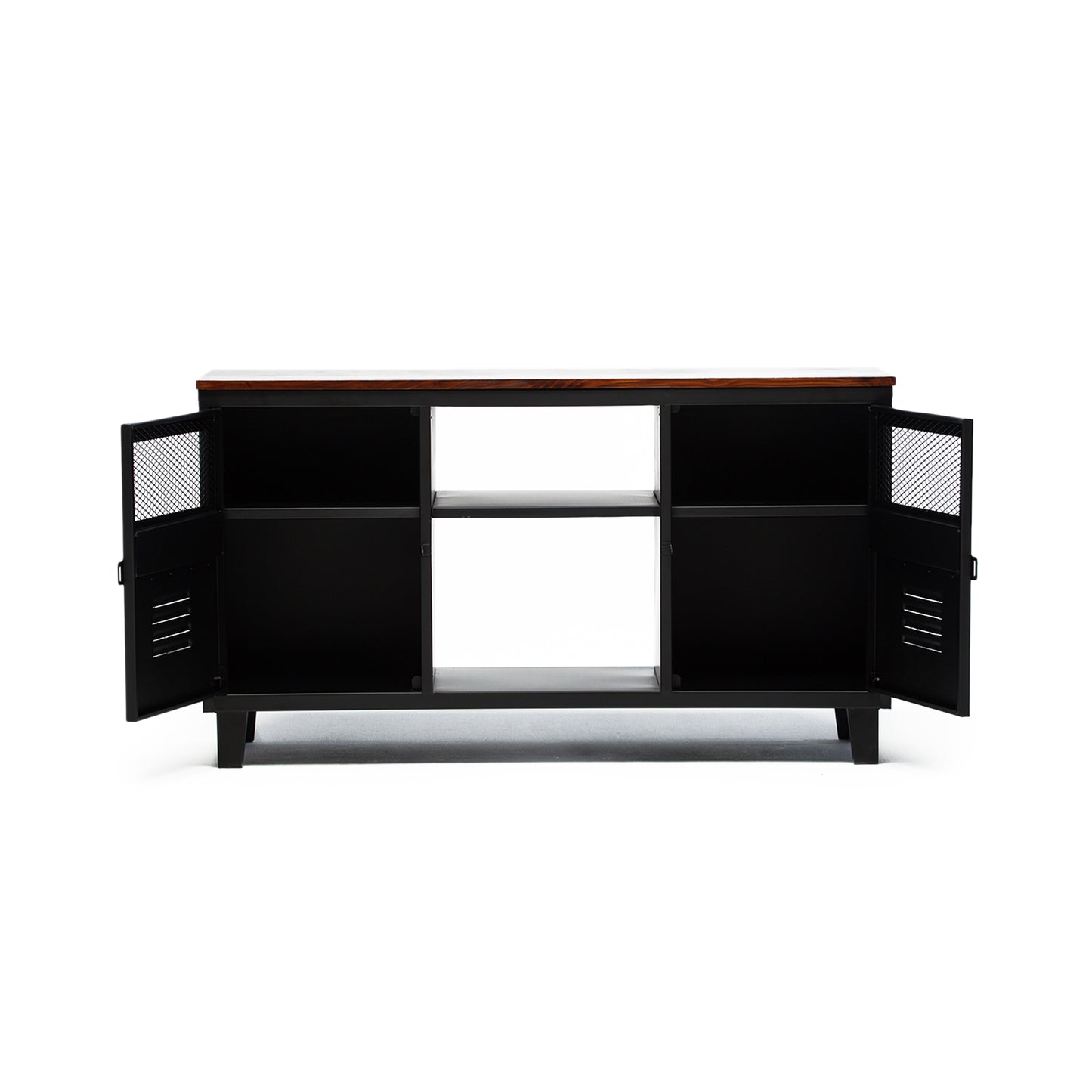 COMBO 11: Mesa de TV Rock Wood Negro Mate + Rack Vinilo Folk Negro Mate