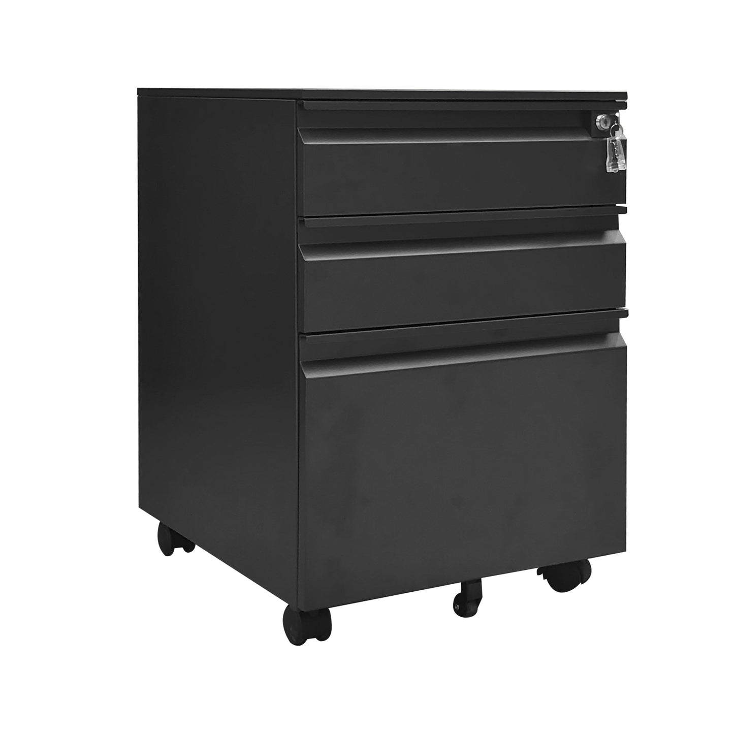 Cajonera Pedestal Con Ruedas Negro Mate