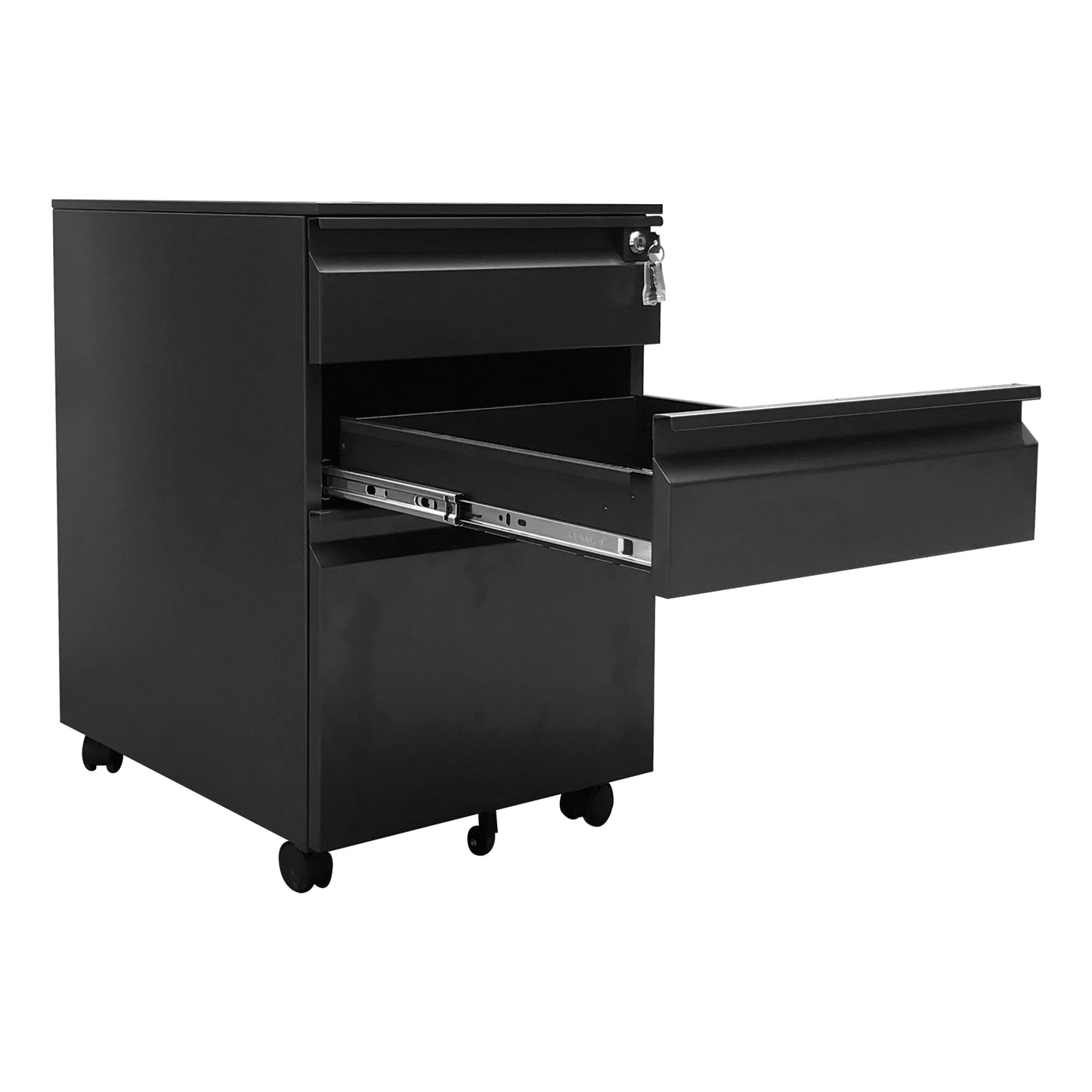 Cajonera Pedestal Con Ruedas Negro Mate