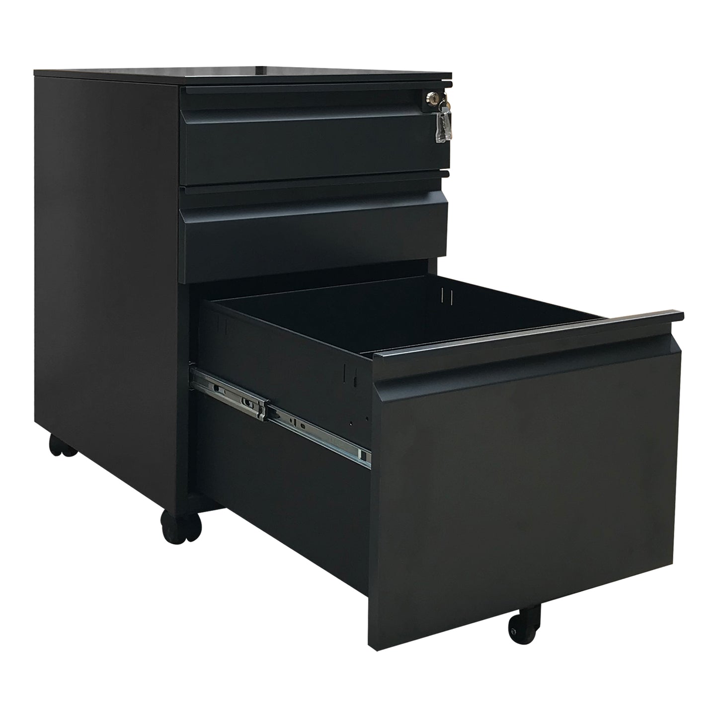 Cajonera Pedestal Con Ruedas Negro Mate
